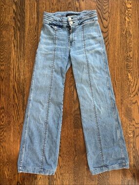 Veronica Beard Ember Jeans 27 Powdered Ocean High Rise Wide Leg Flare